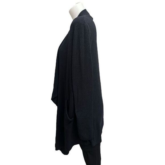 Barefoot Dreams cozy Chic Lite Black OpenFront Waterfall Fuzzy Knit Cardigan M/L - Picture 4 of 10